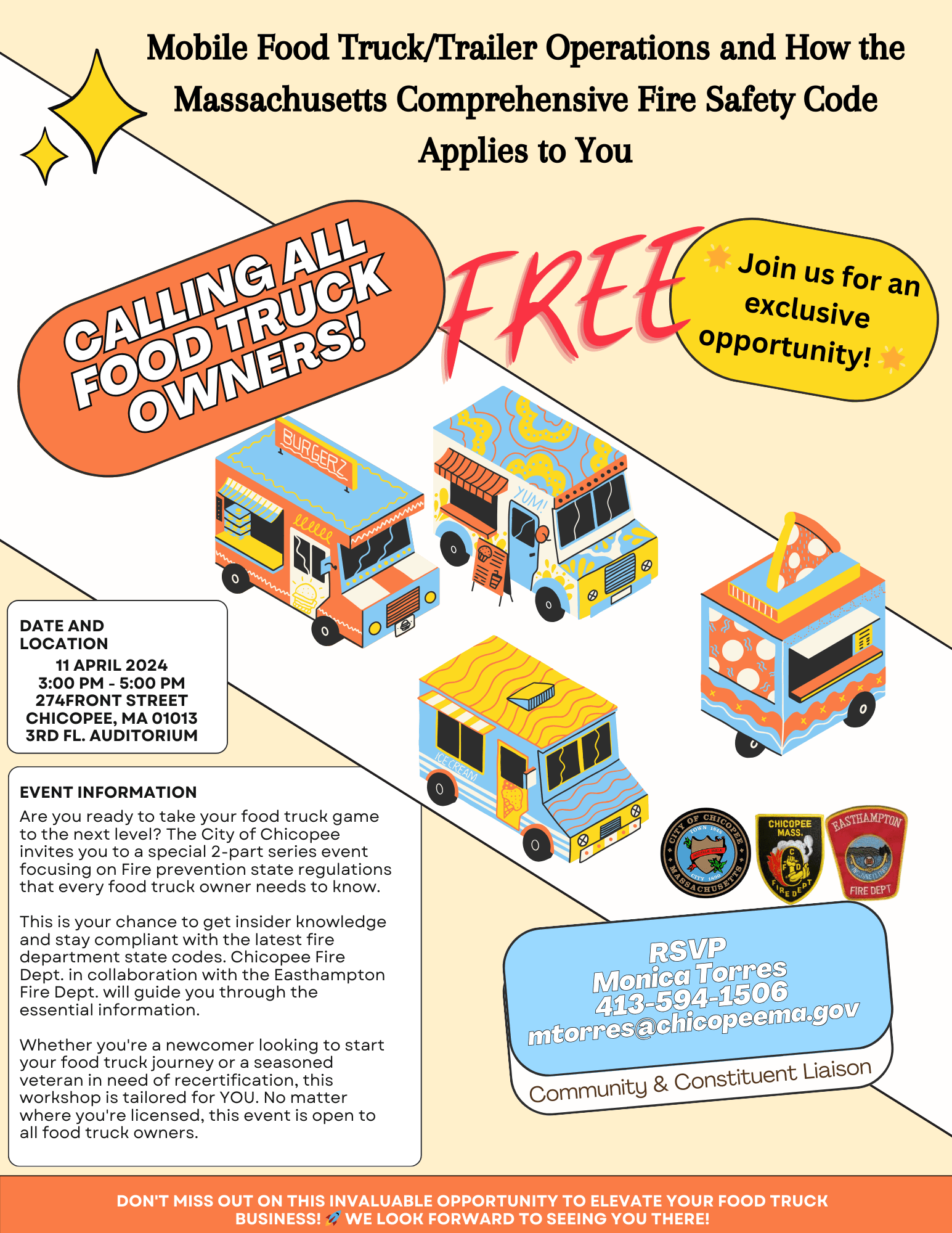 Orange Blue Illustrative Food Truck Festival Event Flyer