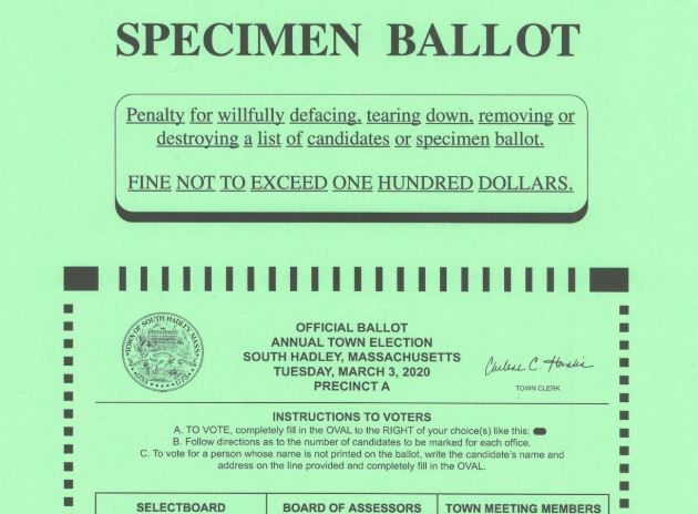 A green Specimen Ballot listing election information 