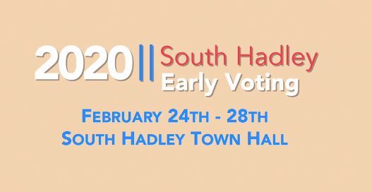 Red, white and blue text on an orange background listing early voting dates