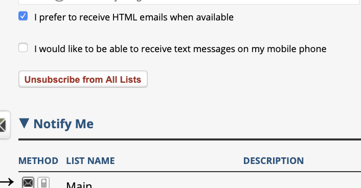 Notify Me email or text